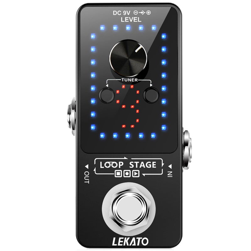 LEKATO Looper Guitar Pedal Guitar Loop Pedal Tuner Pedal 9 Loops 40 Minutes Record Time Unlimited Overdubs for Electric Guitar Bass (Black) - Image 1